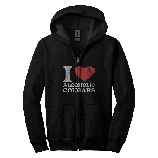 I Love Alcoholic Cougars Zip Hoodies