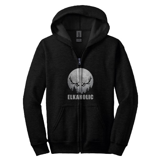 Elk Hunting Elkaholic Hunters Zip Hoodies