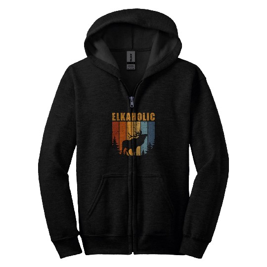Elk Hunting Elkaholic Hunters Zip Hoodies