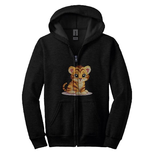 Cute Tiger Cub Zip Hoodies