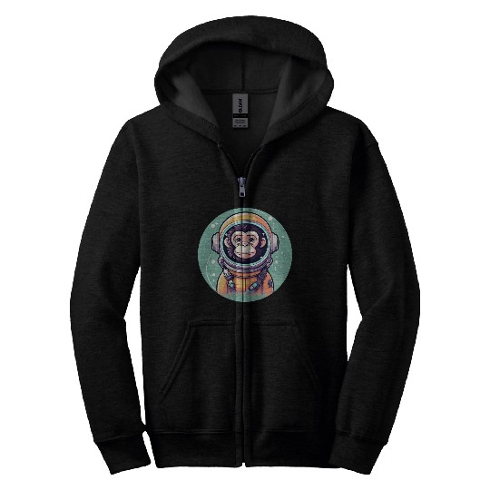 Monkey Ape Astronaut Illustration Zip Hoodies