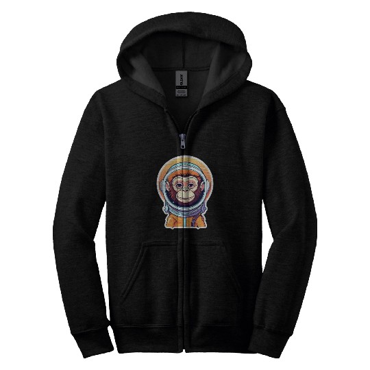 Monkey Ape Astronaut Illustration Zip Hoodies