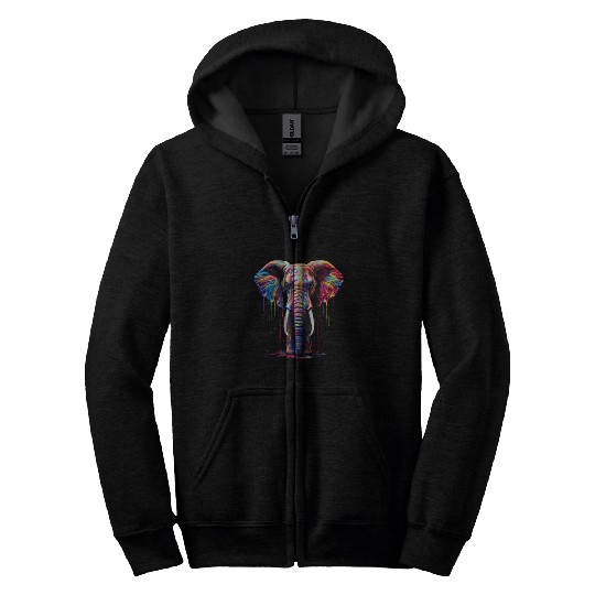Rainbow Elephant Zip Hoodies