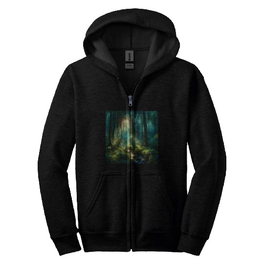 Twilight Enchantment A Mystical Forest Scene Zip Hoodies