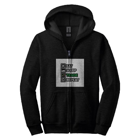 Bitcoin Eats Sleep Trade and Repeat Criptocurrency Zip Hoodies