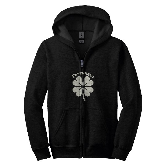 Fortunato Emblem Distressed Four-Leaf Zip Hoodies