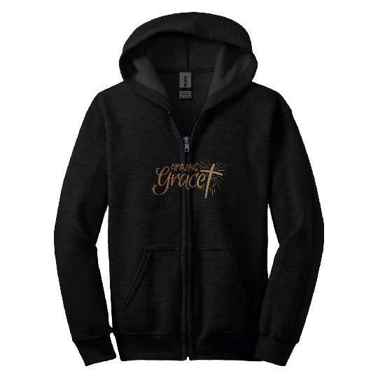 Amazing Grace Lettering Zip Hoodies