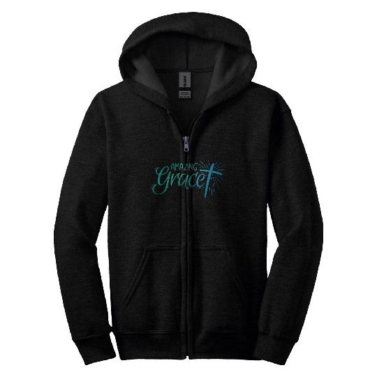 Amazing Grace Lettering Zip Hoodies