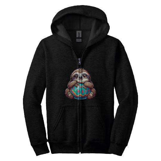 Easter Sloth: Embrace and Easter Egg Zip Hoodies