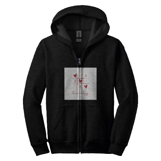 Beige Rouge Amour Saint Valentin Zip Hoodies