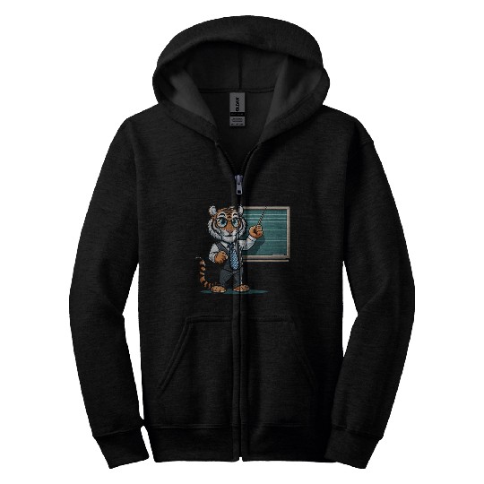 Cute Tiger Teacher Zip Hoodies