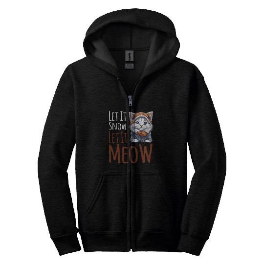 Let It Snow Let It Meow Zip Hoodies