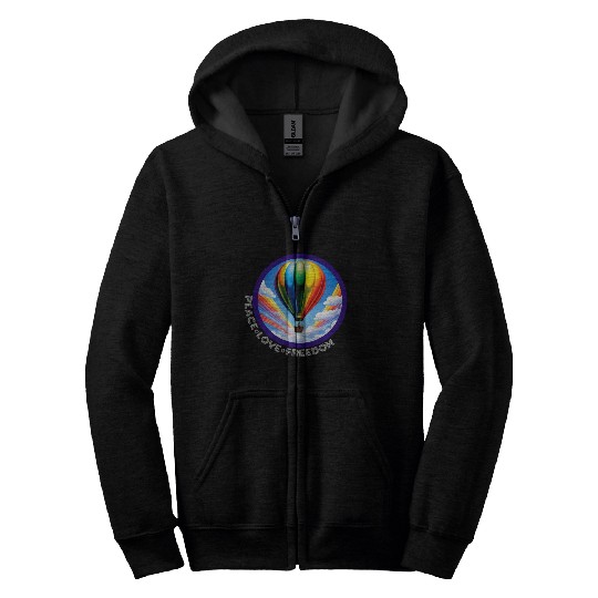 Peace Love Freedom Ballon Zip Hoodies