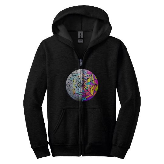 colorful spider web stained glass Zip Hoodies
