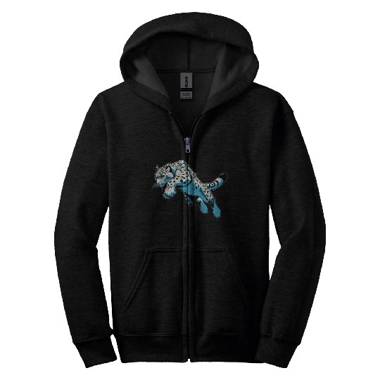 Snow Leopard Leopard White Leopard Zip Hoodies