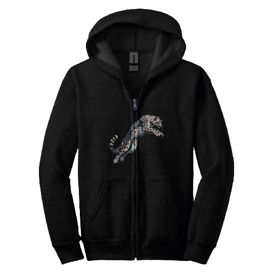 Snow Leopard Leopard White Leopard Zip Hoodies