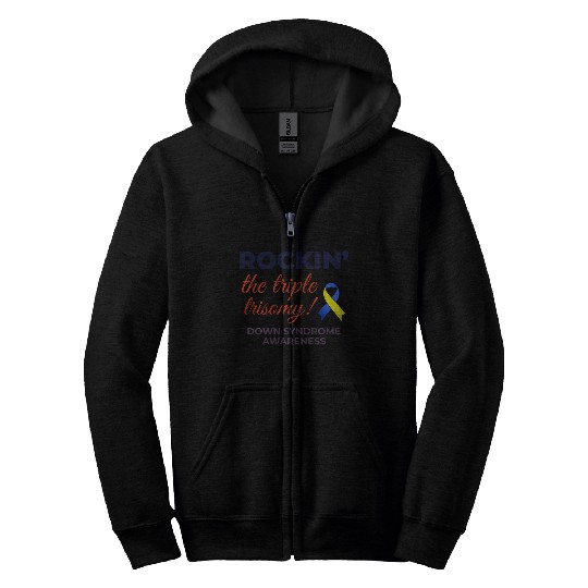 Down Syndrome Awareness Triple Trisomy Rock Zip Hoodies