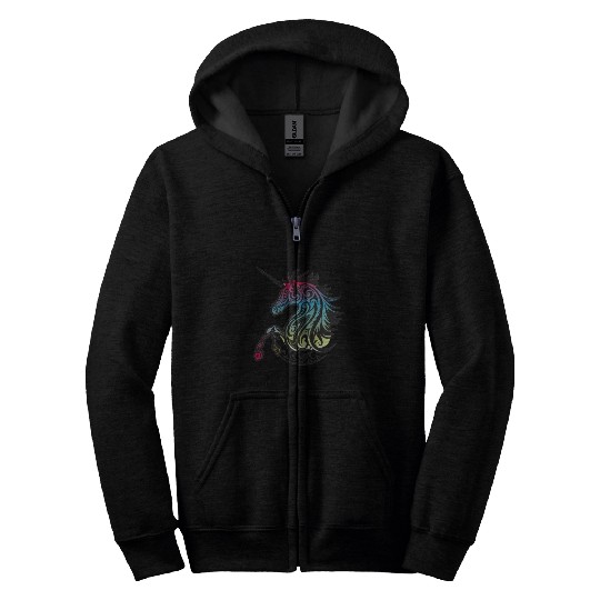 Mystical Rainbow Unicorn Art Zip Hoodies