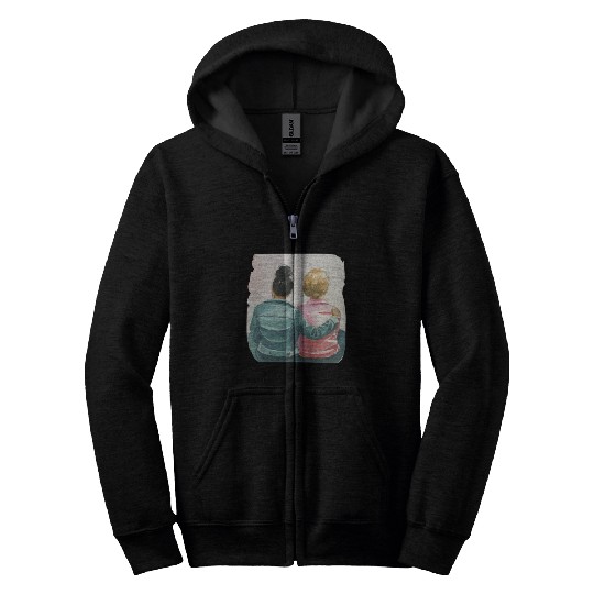Watercolor Lesbian Couple Zip Hoodies