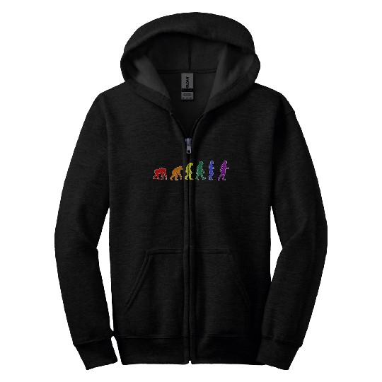 Rainbow Evolution (White Outline) Zip Hoodies
