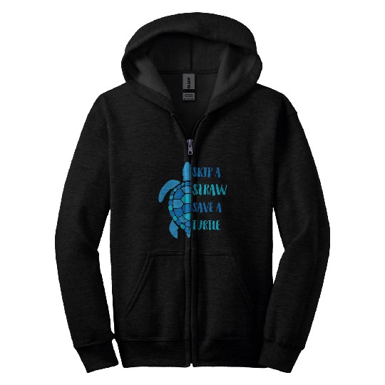 Skip A Siraw Save A Turtle Zip Hoodies