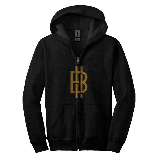 Bitcoin Logo Gold Zip Hoodies