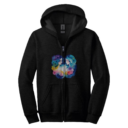 Color splash zodiac: Gemini Zip Hoodies