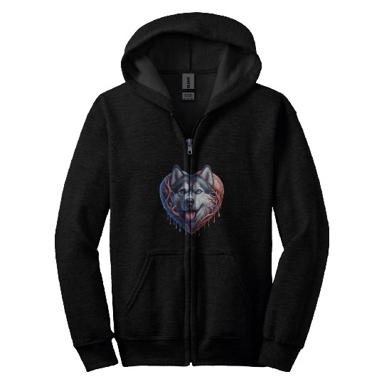Husky Harmony: Heartwarming Merch Collection Zip Hoodies