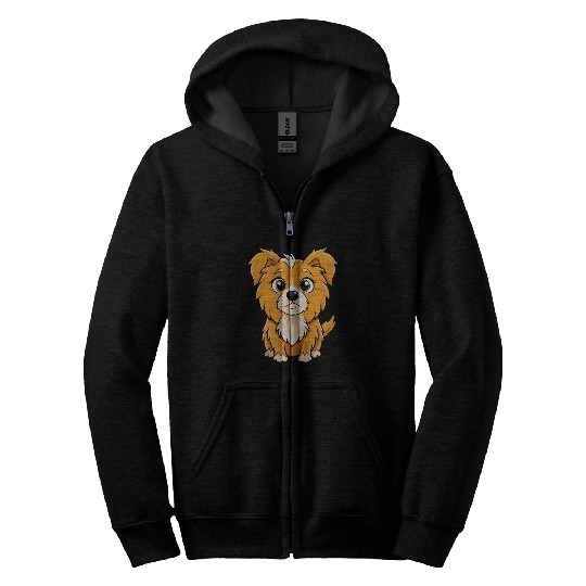 Curious Tibetan Spaniel Digital Art Zip Hoodies