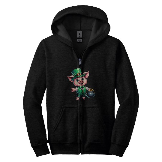 Cute St. Patrick's Piglet Zip Hoodies