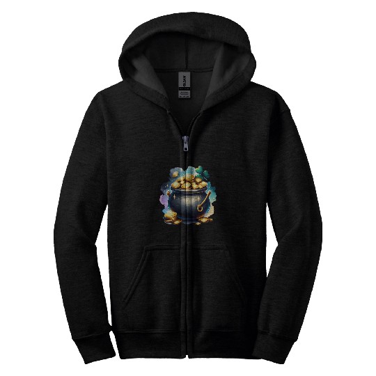 Saint Patrick's Day Gold Pot With Clover Zip Hoodies