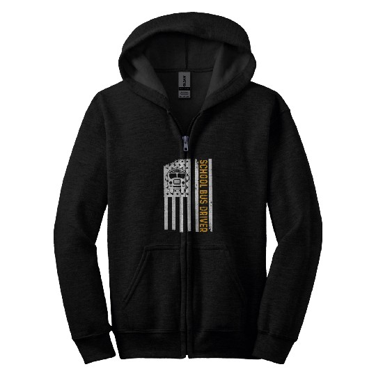 School Bus Driver American Flag School Bus Driver Zip Hoodies