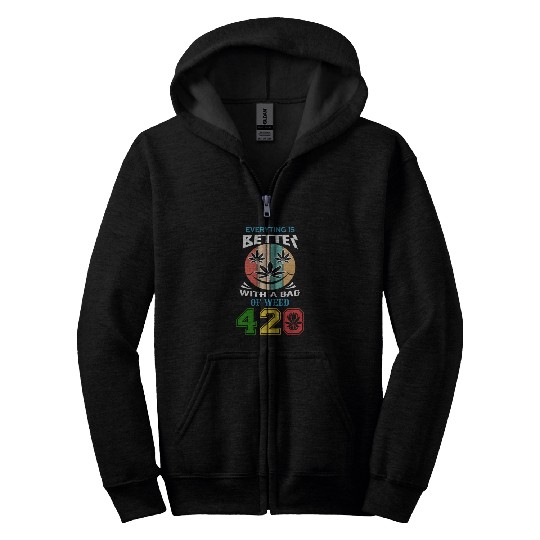 Comic 420 Better Herb Weed Marijuana Design Zip Hoodies