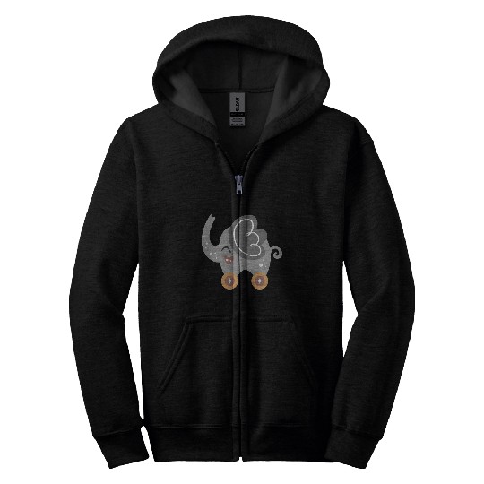 elephant on wheels Zip Hoodies