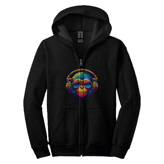 DJ Groove Monkey Zip Hoodies