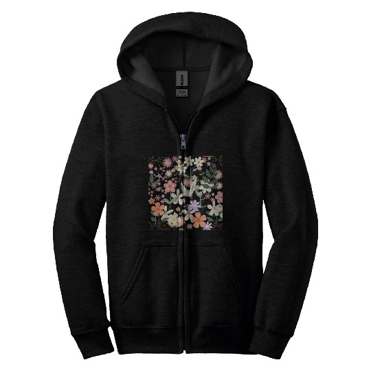 Boho Wildflowers Floral Nature Zip Hoodies