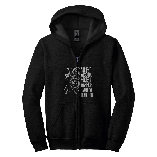Black And White Samurai Zip Hoodies