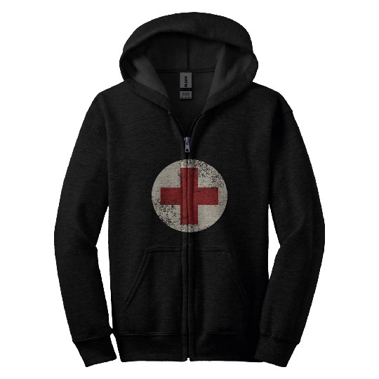 WW2 Combat Medic Symbol Zip Hoodies