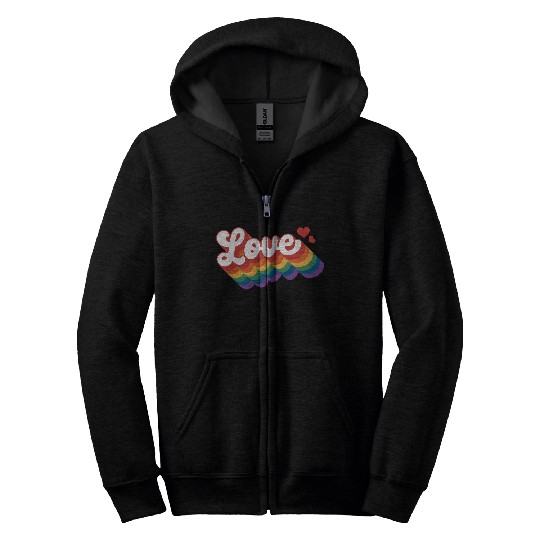Love with hearts Pride Rainbow Flag Zip Hoodies