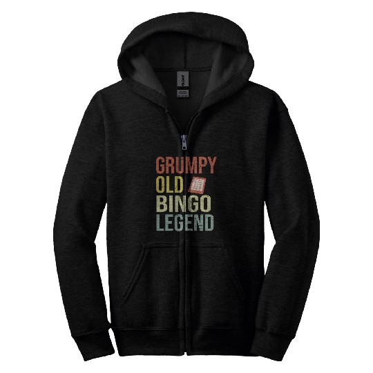 Grumpy old Bingo Legend Bingo Player Zip Hoodies