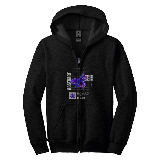 Black Blue Abstract Streetwear Zip Hoodies
