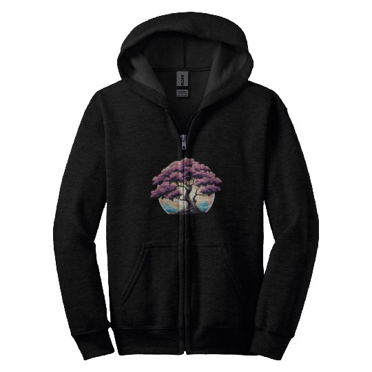 Zen nature purple tree Zip Hoodies