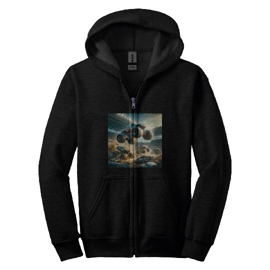 Monster Madness Monster Trucks Zip Hoodies