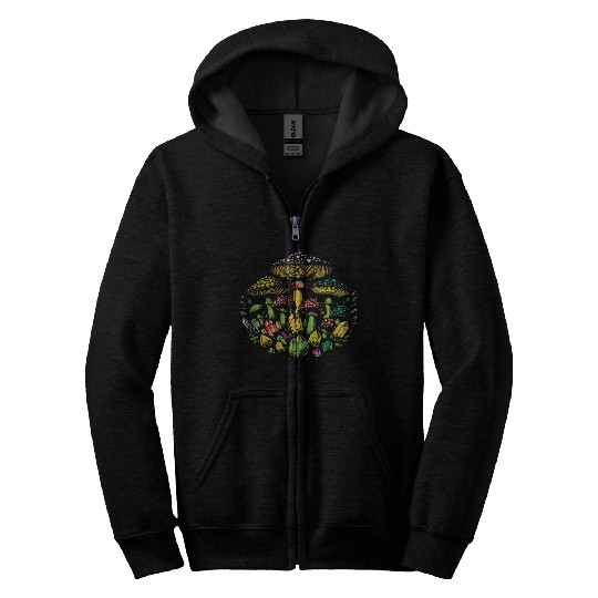 mushrooms and crystals Zip Hoodies