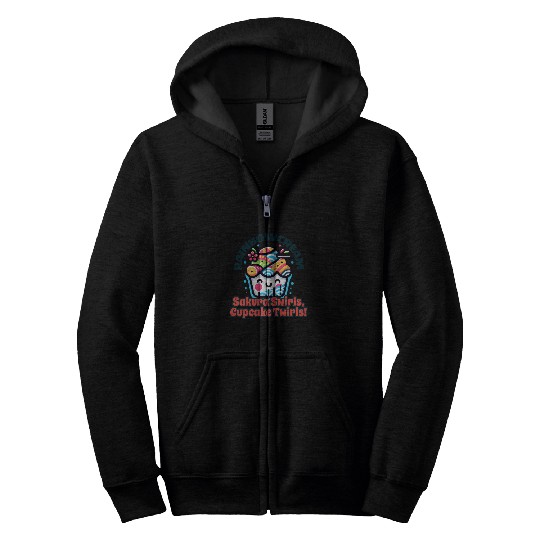 Blossom Delight Cupcake Zip Hoodies