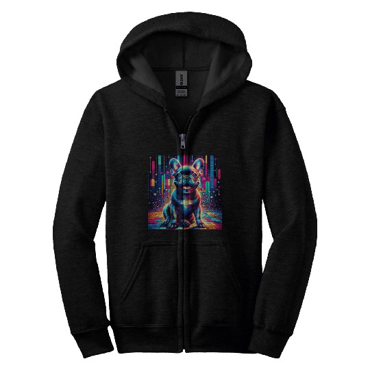 French Bulldog Neon Art Zip Hoodies