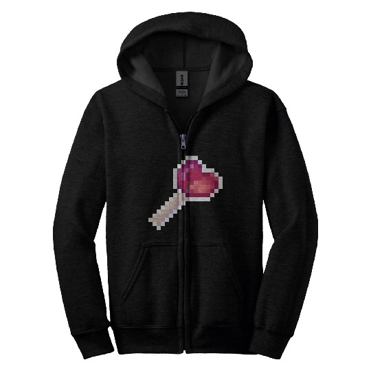 Pixel Art Sprite Cute Heart Lollipop Zip Hoodies