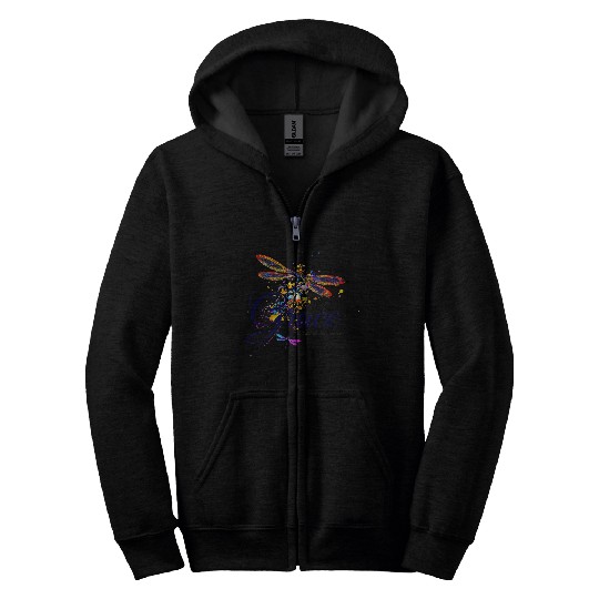 Amazing Grace Dragonfly splatter Zip Hoodies
