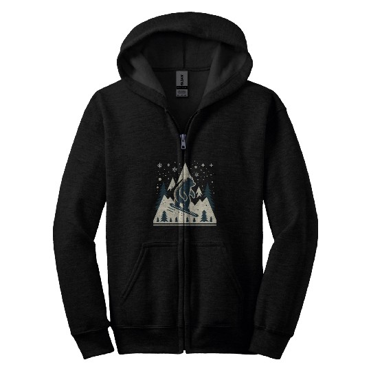Skiing Grizzly Zip Hoodies