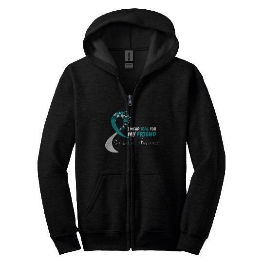 I Wear Teal For My Friend Ovarian Cancer Awareness Zip Hoodies